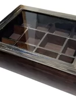 Caja De Té De Alpaca Y Madera De 12 Divisiones
