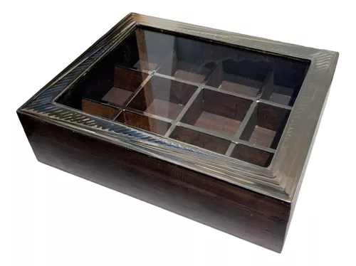 Caja De Té De Alpaca Y Madera De 12 Divisiones